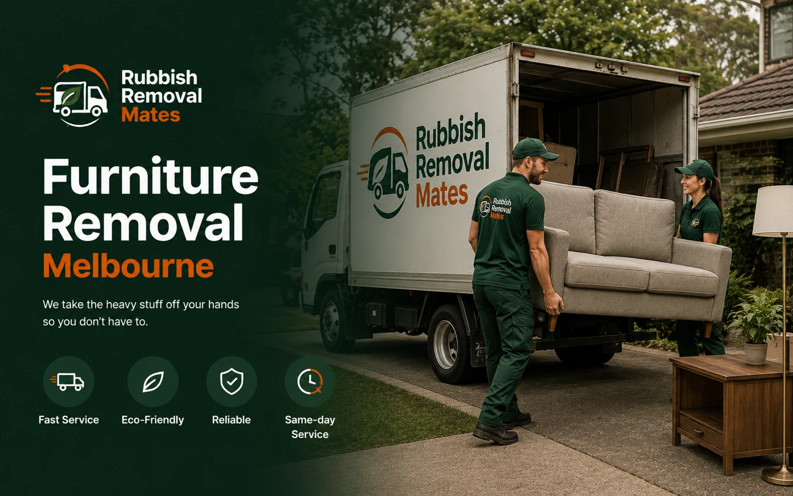Professional furniture removal team loading unwanted furniture into a rubbish removal truck in Melbourne