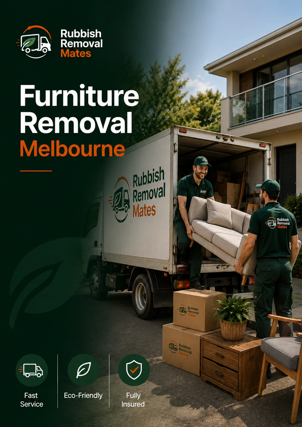 Furniture removal in Melbourne — team carrying out an old sofa