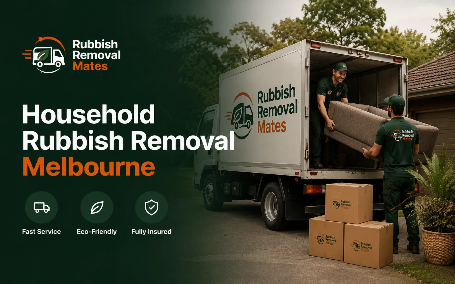 Household rubbish removal team removing unwanted household waste in Melbourne
