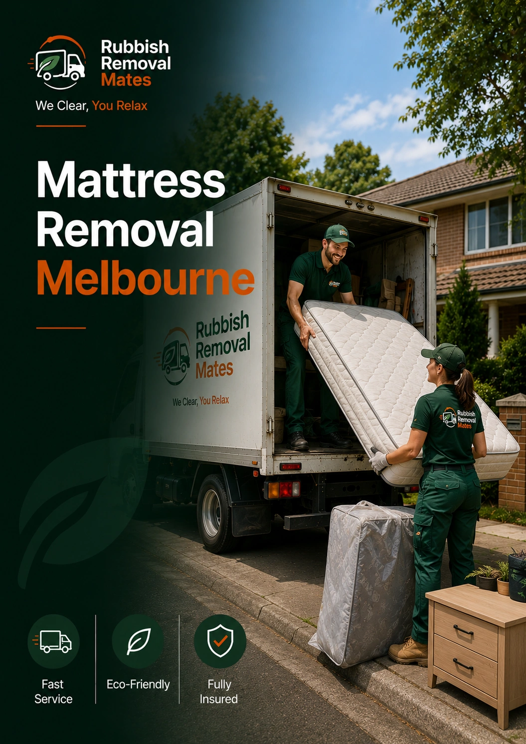 Mattress removal in Melbourne — team collecting an old mattress for recycling
