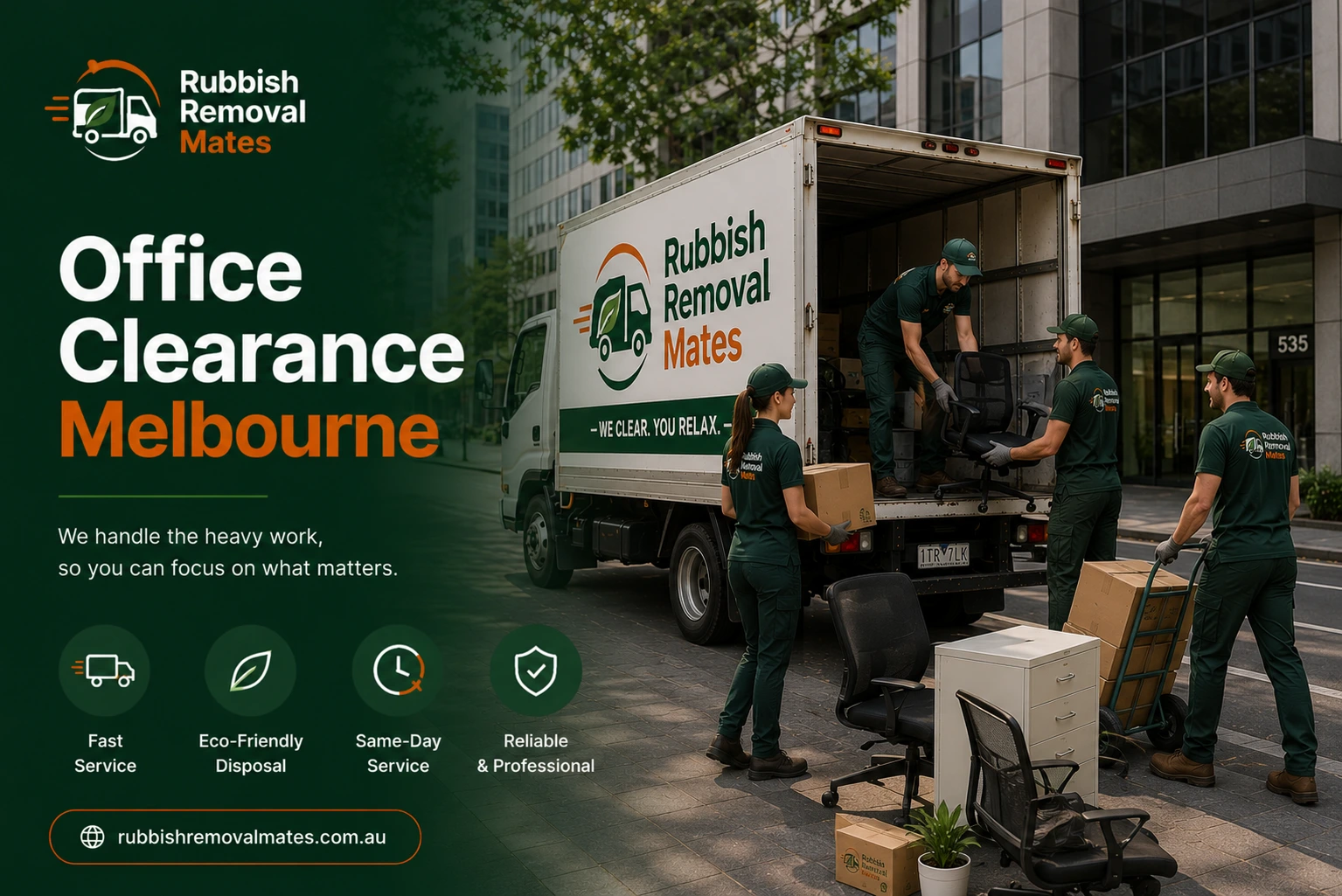 Office clearance team removing office furniture and commercial waste in Melbourne