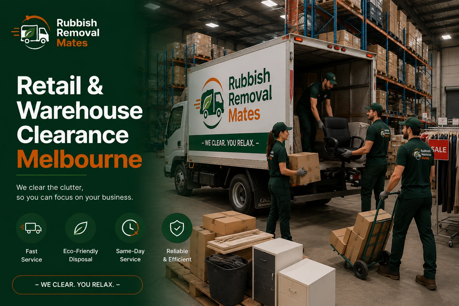 Retail and warehouse clearance Melbourne — removing shelving and stock